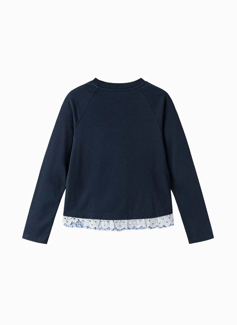 Balabala Navy Kids Girls Round v-neck long-sleeved T-shirt for Women | Best Price UAE